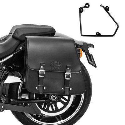 Satteltasche + Halter für Chopper / Custombikes 883 Hugger 95-03 links 28l
