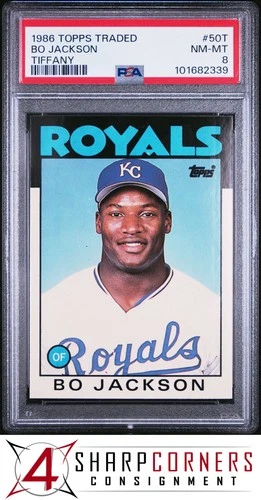 1986 TOPPS TRADED TIFFANY #50T BO JACKSON RC ROYALS PSA 8