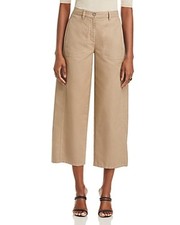 Eileen Fisher Wide Ankle Pants Women's L Briar Side Pockets Button Zip Closure