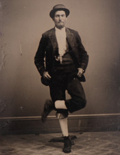 Antique CDV 6th Plate Tintype of a Man Lifting His Leg in Defiance of Time 1427