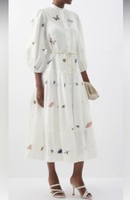 Zimmermann Embroidered Long Sleeve Linen Shirtdress - Sz 0