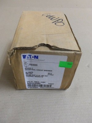 NEW Eaton FD FD3020L 3 Pole 20 Amp 600V R/S Circuit Breaker FD3020 NOB