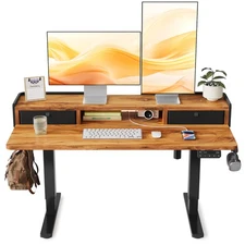 Low Height Adjustable Desk with Drawers, Lifts 18.1-28.3 Inches, Electric Sta...