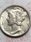 1943  P Mercury Dime AU Full Bands Almost Uncirculated Coin 90% Silver Lot S11