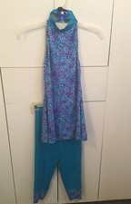 Vintage Girls Dance Costume Gallery Blue Flowers Adult Small Halloween Costume