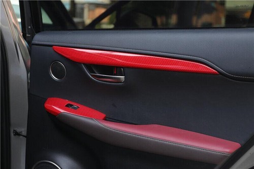 For Lexus NX200t 300h 2015-2021 Red Carbon Fiber Inner Door Panel Strip Trim 4PC - Bild 7 von 11