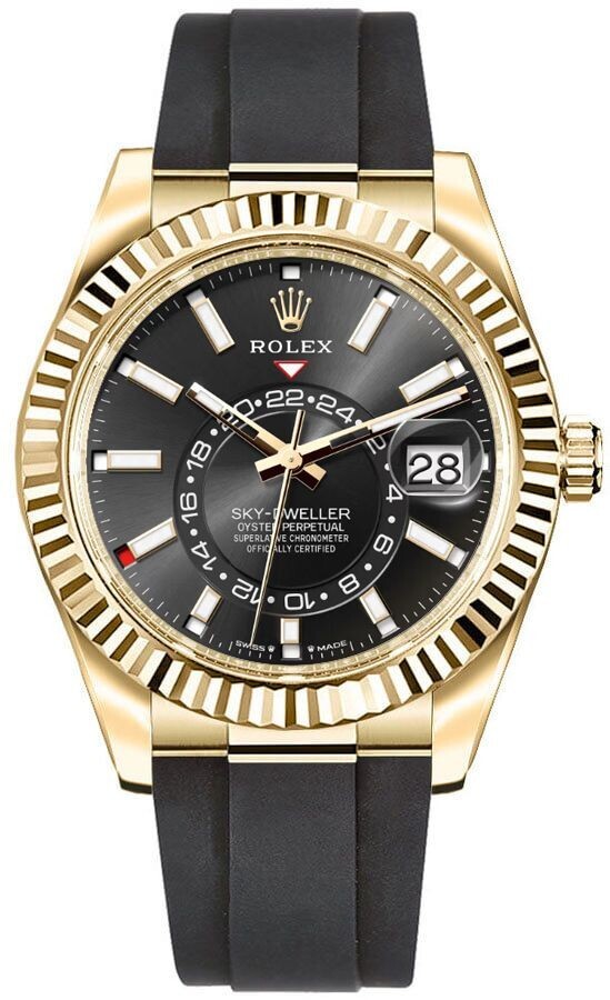 Rolex Sky-Dweller 336238 42mm Black Dial & Oysterflex Band Men's