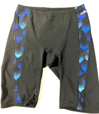 New DOLFIN Mens Performance Swim suit Jammer Black Blue Swimwear sz 28 Dolphin