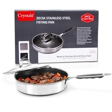 Stainless Steel Induction Frying Pan Non Stick Fry Cooking Cookware UK
