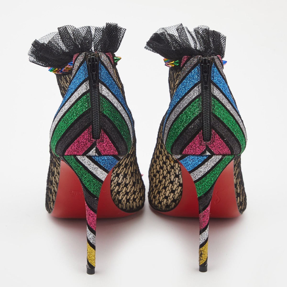 Christian Louboutin Multicolor Mesh and Lace Juliettra Ankle Christian Louboutin Multicolor Mesh and Lace Juliettra Ankle