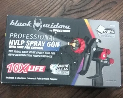 Black Widow Hvlp Spray Gun Side Fan Control 10 X Life 56152 bw-hvlp-sf