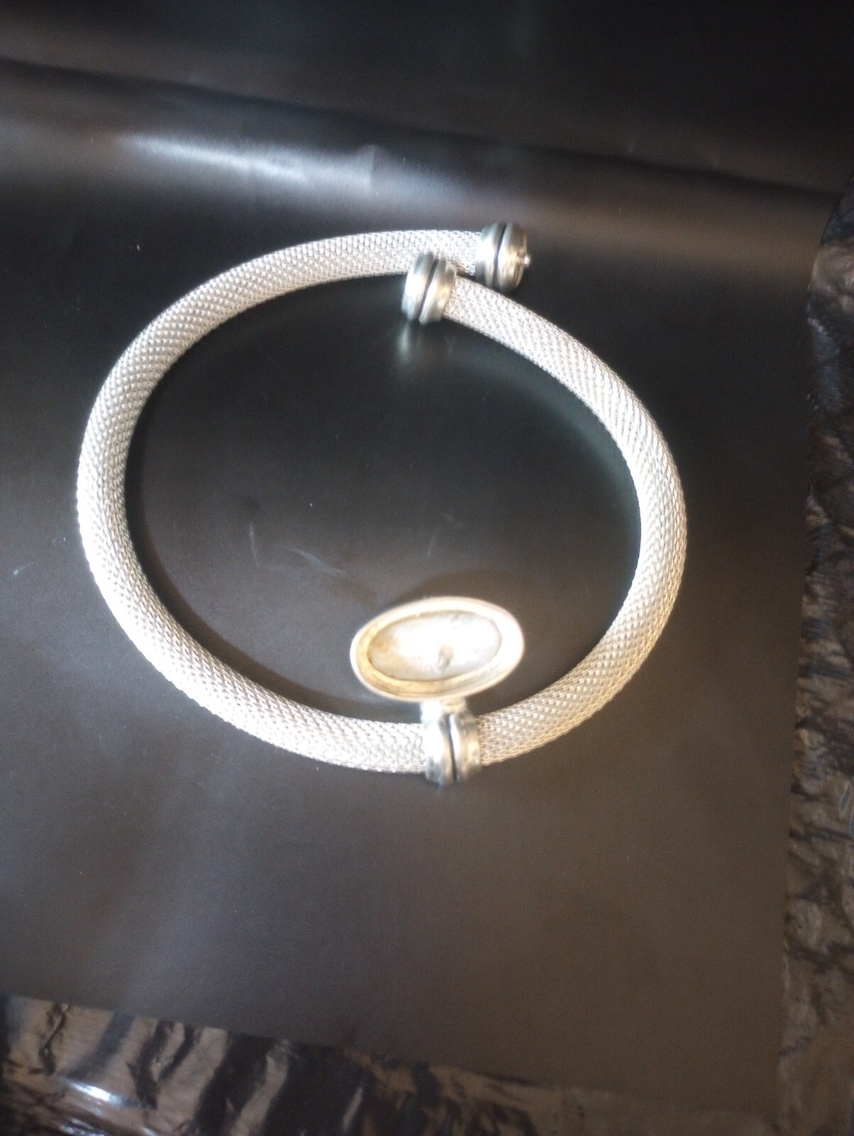 Large Chunky Silvertone Mesh Statement Choker Nec… - image 10