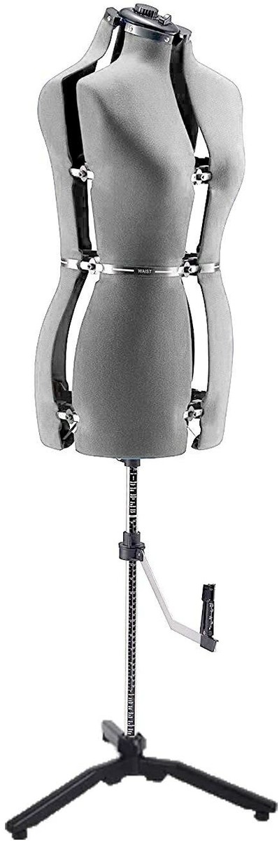 PDM WORLDWIDE Dress Forms For Sewing, Gray Female Mannequin Adjustable Size 12-18, Pinnable Model Body With 13 Dials & Detachable Casters, 42.5"-60 - View #10