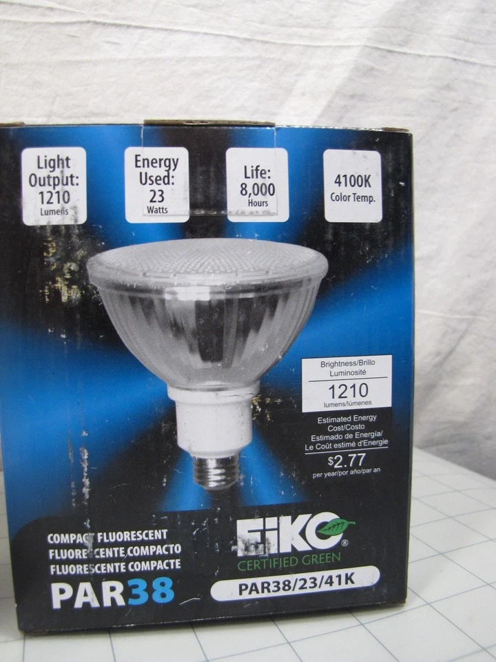 Eiko PAR38/23/41K Fluorescent Light Bulb Par38 23W 120V 4100K E26 Base NEW - Image 3 of 4