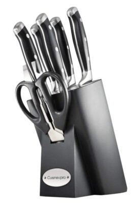 Cuisine Pro ARTISAN 7-Piece Stainless Steel Knife Set with Finster Knife Block