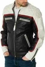 TOP SELLING New Men's Multicolor Jacket 100% Pure Lambskin MotorcycleBikerJacket