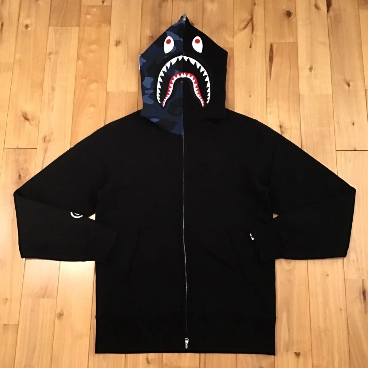 BAPE blue camo x black shark full zip hoodie A Bathing Ape Size S