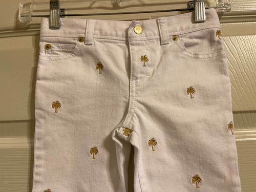 Lilly Pulitzer Jubilee White Pants with Gold Palm Trees Girls Size 6 - Picture 2 of 2