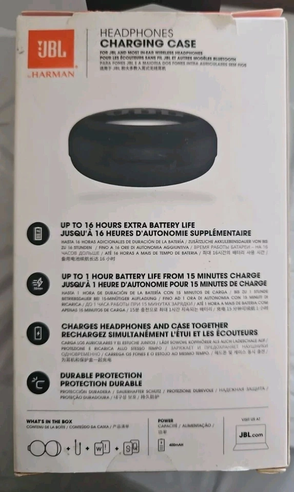 JBL HARMAN IN-EAR WIRELESS HEADPHONES 400mAH 16HR CHARGING CASE For JBL HEADSETS - Image 2 of 4