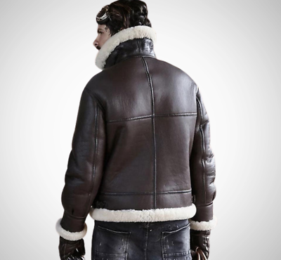 Raf Aviator Pilot B3 Bomber Shearling Leather Jacket In Brown Color Raf Aviator Pilot B3 Bomber Shearling Leather Jacket In Brown Color