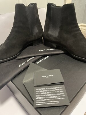 Saint Laurent Wyatt Chelsea Boots Suede Men Black Size 46 US 13 -Worn  Twice