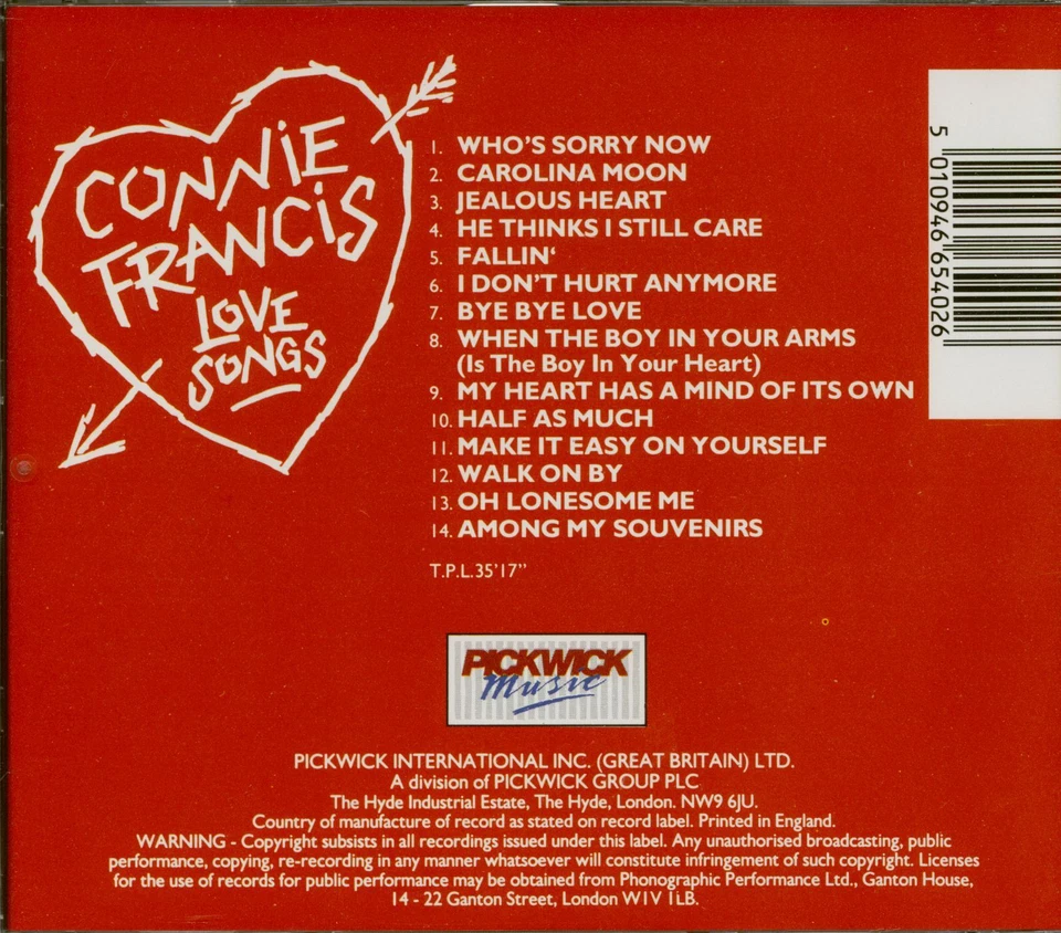 Connie Francis - Love Songs (CD) - Rock & Roll - Image 2 of 2
