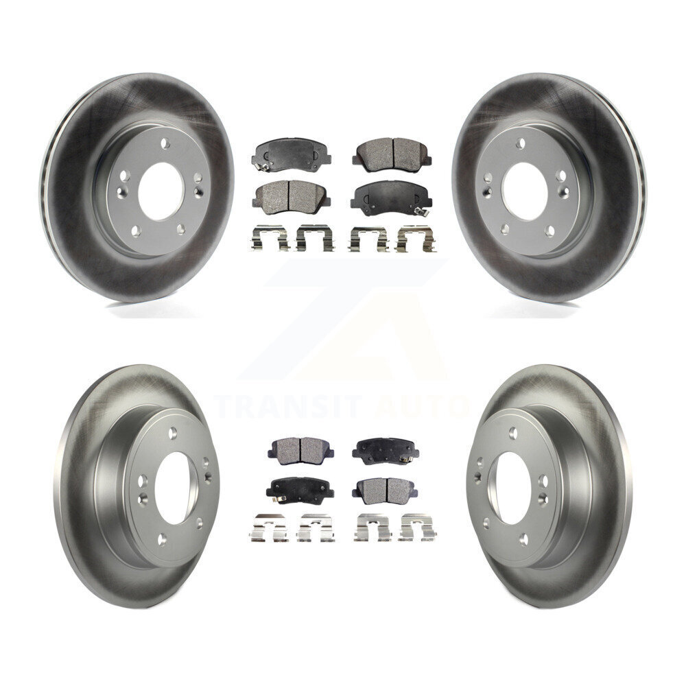 Coated Brake Rotor and Semi-Metallic Pad Kit for Hyundai Elantra GT Front & Rear