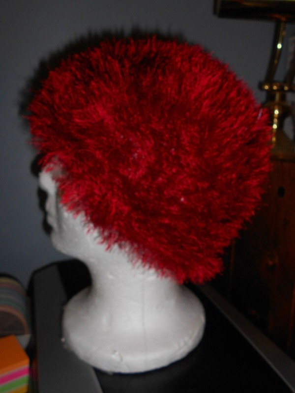 Chemo Fun Fur Hat Hairy Cap Soft feeling maroon