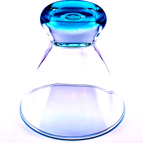 2 ea- Crate And Barrel Martini Cocktail glasses, Blue and Yellow, Bubble Bottom - Picture 4 of 8