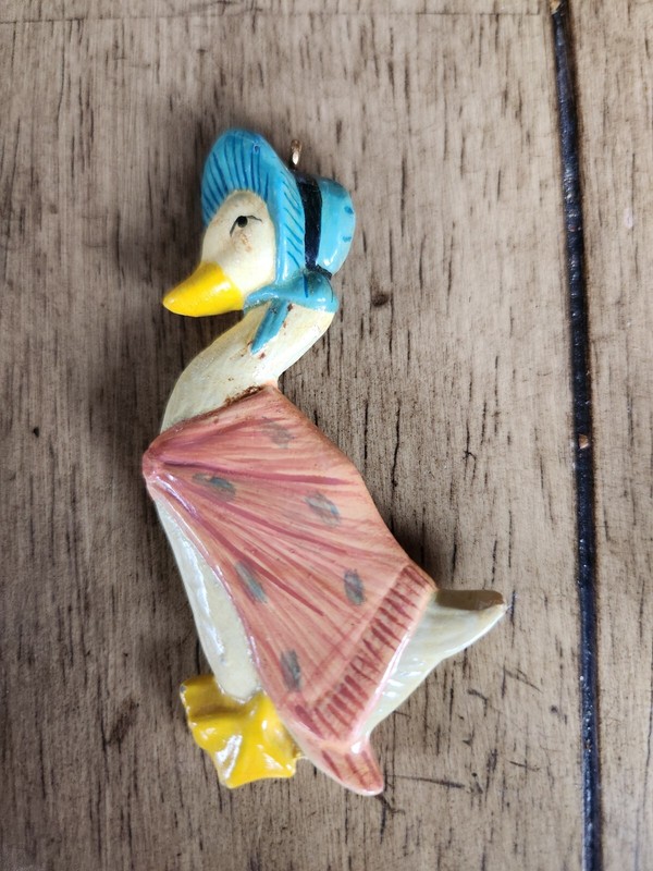 Beatrix Potter Jemima Puddle Duck Flat Porcelain Ornament Schmid 1982 