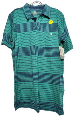 Alpine Design Herren Trei Logik Gestreift Kurzarm Polo Golf Tief Dschungel Groß