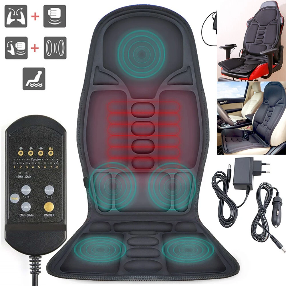 BestMassage 8-Motor Vibration Full Back Heated Car Seat Massager for Home  Office Seat Use