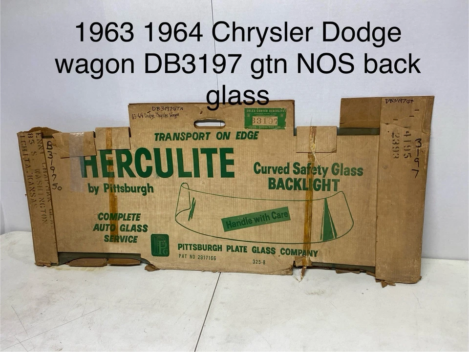1963 1964 Chrysler New Yorker Wagon Dodge Rear Glass Back Window NOS C Body - Image 2 of 4