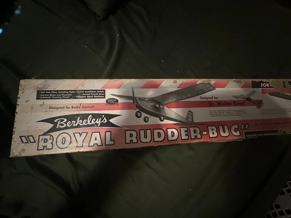 Berkeley Models "Royal Rudder Bug" Balsa Model Airplane Kit 62" As Is - Image 2 of 4
