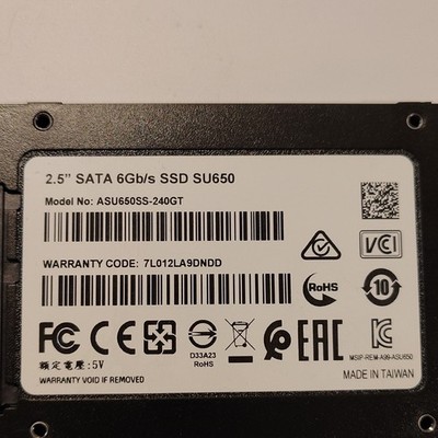 ADATA SU650 240GB 2.5in SATA III Internal SSD Black ASU650SS-240GT