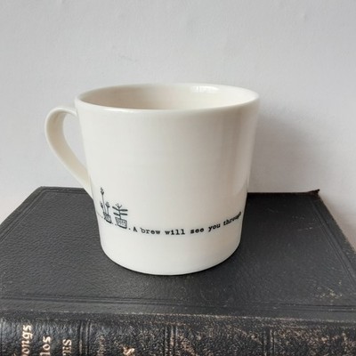 East of India Becher weiß ''A Brew will See You Through Porzellantasse 