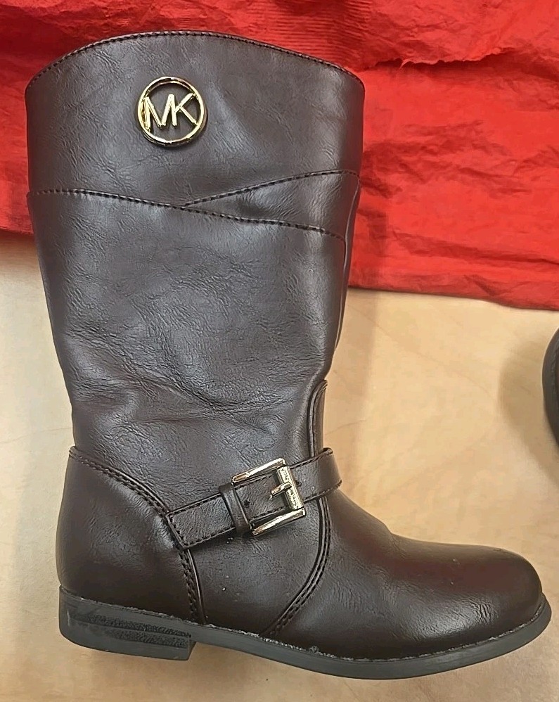 Michael Kors Girl's Emma Blaire Gold Buckle Brown Riding Tall Boots Sz 10 thumbnail 12