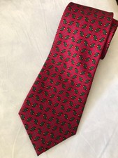 Nautica Mens Silk Neck Tie Red with Green Geometric pattern