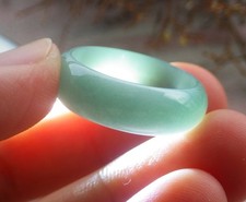 Video Certified Icy Green Natural A JADE Jadeite Circle RING USA. 8.25    204619