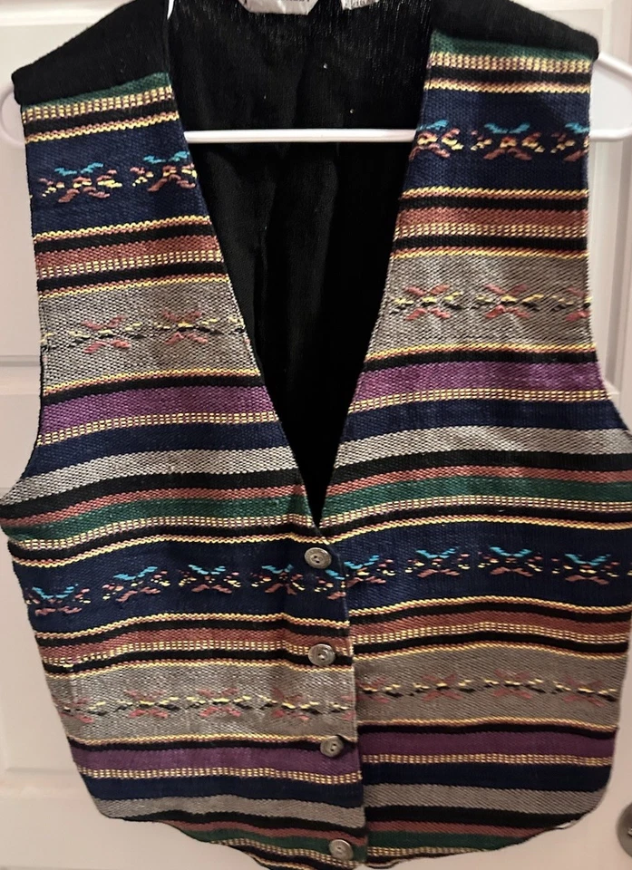 Vintage Jane Ashley Boho Tapestry Vest Embroidered Size Med - Image 2 of 4