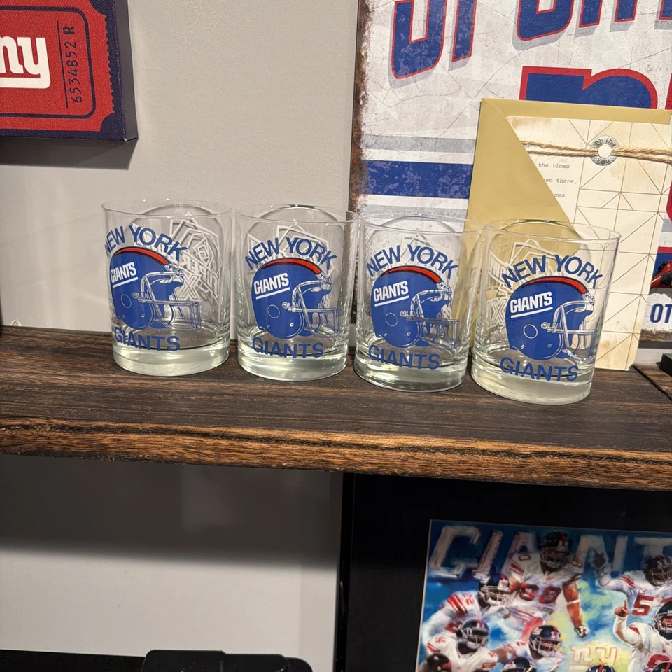 Набор из 4 винтажных коктейльных бокалов Super Bowl XXI New York Giants - Изображение 2 из 3
