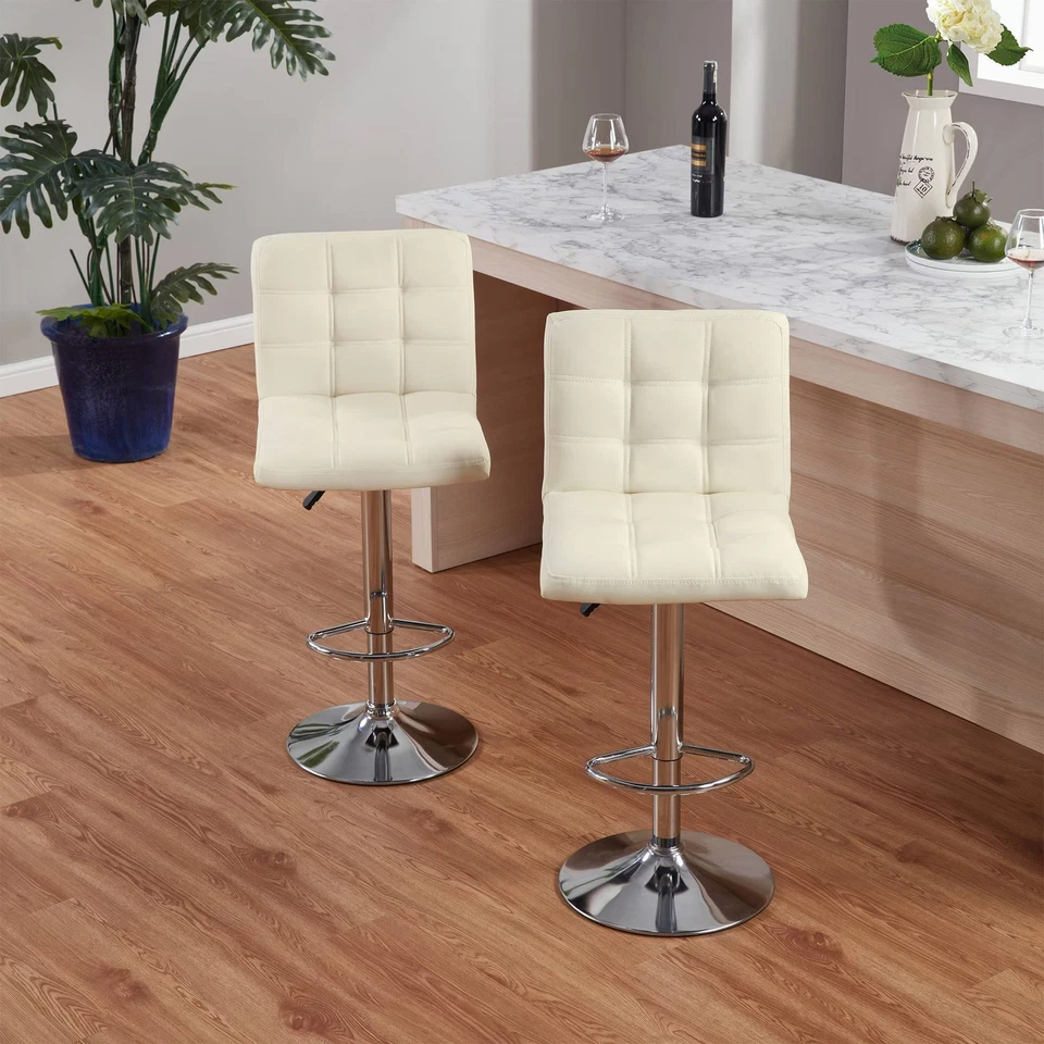 FunniHomi Adjustable Bar Stools Set of 2, Modern PU Leather Swivel Bar Stools - Image 2 of 4