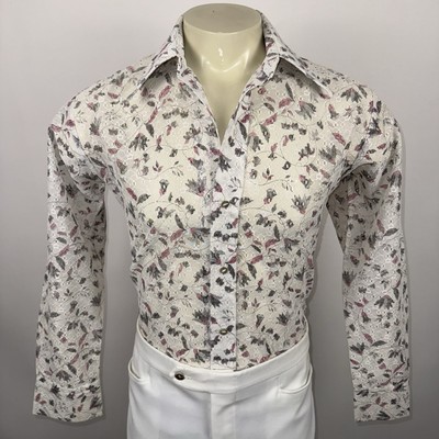 【60~70‘s】Vintage lace up shirt Vtg 60s 70s Disco Shirt National Lace Sheer See Through Mesh