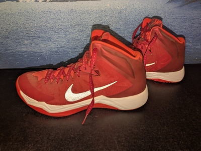 Nike Zoom Hyperquickness 11.5  Red White Basketball Shoes High Top. 