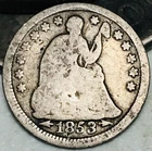 1853 Seated Liberty Half Dime 5C Arrows Circulated 90% Silver US Coin CC27570