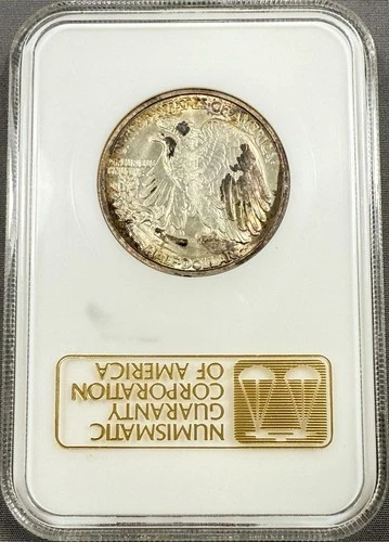 1942-S Walking Liberty Half Dollar 50c - NGC MS63 - Toned Reverse Old Holder