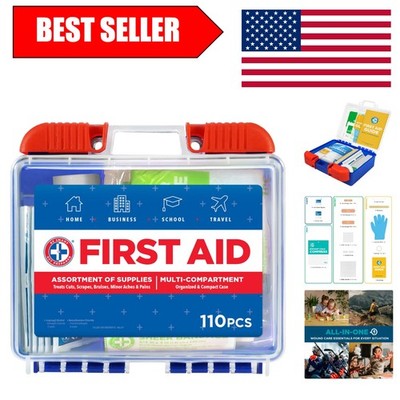 Compact 110-Piece Emergency First Aid Kit for Home, Travel & Workplace Safety
