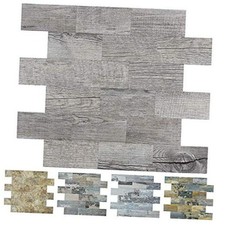 Peel and Stick Backsplashes Wall Tile Gray Wood Grain, 5 5-Sheet Dover Gray