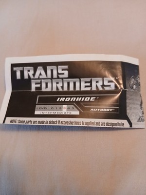 Transformers Ironhide Autobot Instructions Sheet Guide Directions 2009