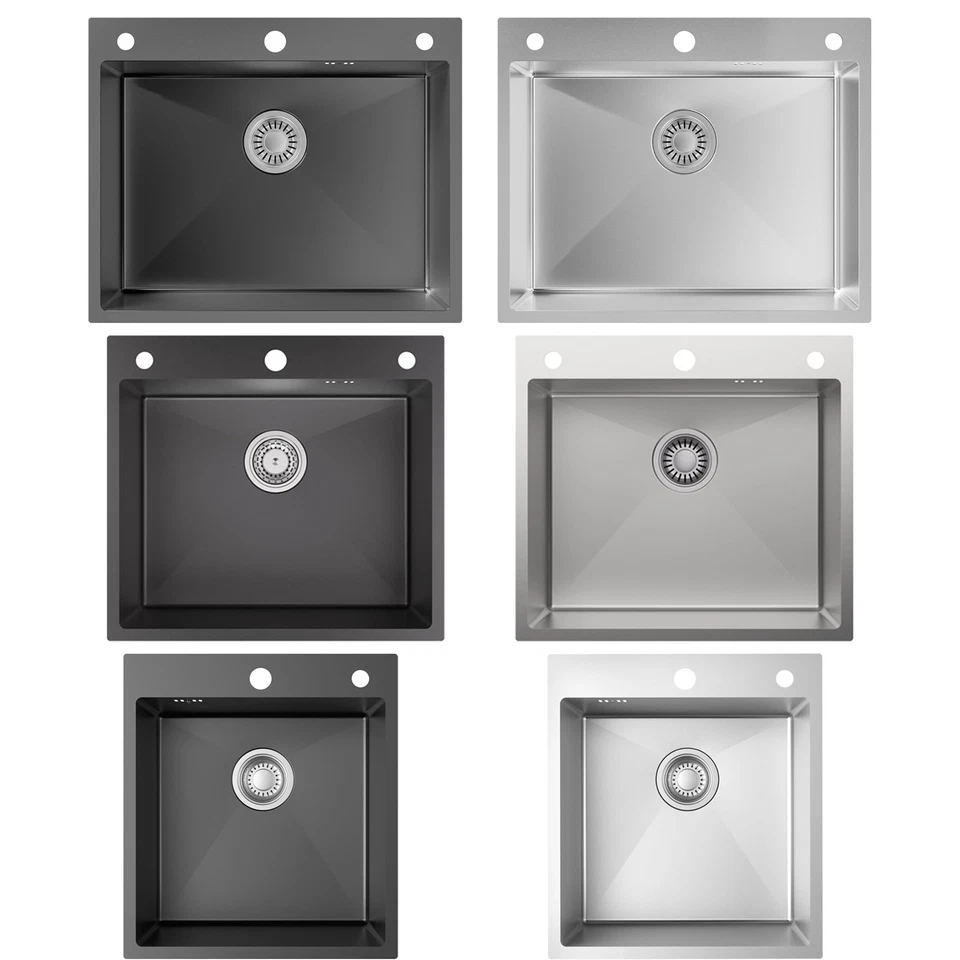 AURALUM MAX Edelstahl Einbauspüle Küchenspüle Spülbecken mit Sifon Abtropffläche Küchen